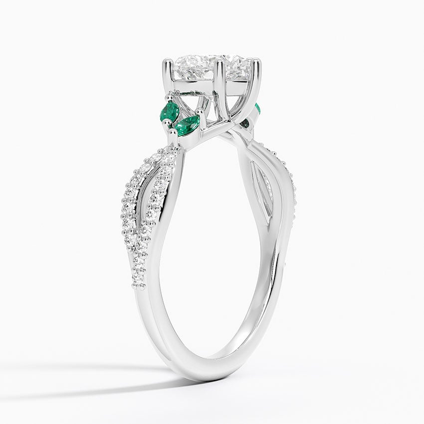 Luxe Willow Lab Emerald and Diamond Ring (1/8 ct. tw.) Platinum Heart Engagement Ring