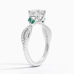 Luxe Willow Lab Emerald and Diamond Ring (1/8 ct. tw.) Platinum Heart Engagement Ring