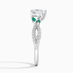 Luxe Willow Lab Emerald and Diamond Ring (1/8 ct. tw.) Platinum Heart Engagement Ring