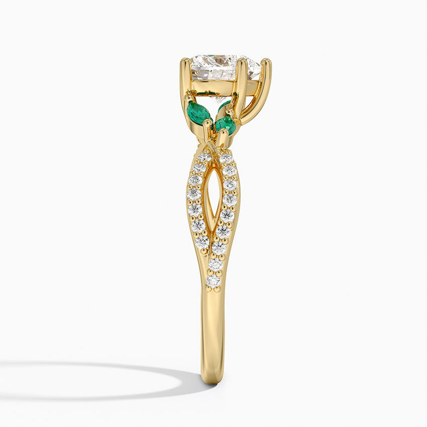 Luxe Willow Lab Emerald and Diamond Ring (1/8 ct. tw.) Yellow Gold 18k Heart Engagement Ring