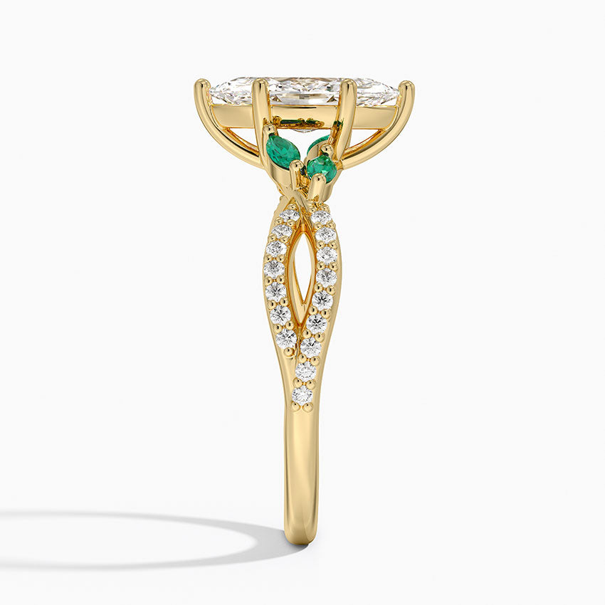Luxe Willow Lab Emerald and Diamond Ring (1/8 ct. tw.) Yellow Gold 18k Marquise Engagement Ring