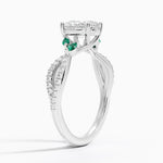 Luxe Willow Lab Emerald and Diamond Ring (1/8 ct. tw.) Platinum Oval Engagement Ring