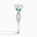 Luxe Willow Lab Emerald and Diamond Ring (1/8 ct. tw.) Platinum Oval Engagement Ring