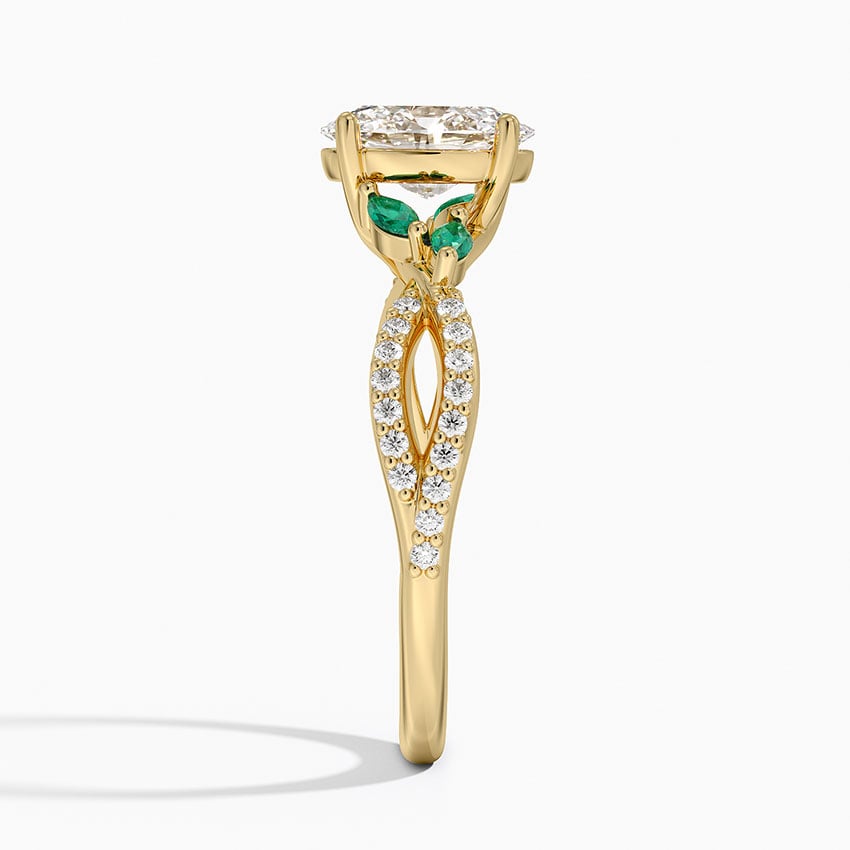 Luxe Willow Lab Emerald and Diamond Ring (1/8 ct. tw.) Yellow Gold 18k Oval Engagement Ring
