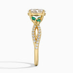 Luxe Willow Lab Emerald and Diamond Ring (1/8 ct. tw.) Yellow Gold 18k Oval Engagement Ring