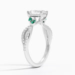 Luxe Willow Lab Emerald and Diamond Ring (1/8 ct. tw.) Platinum Radiant Engagement Ring