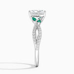Luxe Willow Lab Emerald and Diamond Ring (1/8 ct. tw.) Platinum Radiant Engagement Ring