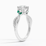 Luxe Willow Lab Emerald and Diamond Ring (1/8 ct. tw.) Platinum Round Engagement Ring