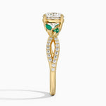 Luxe Willow Lab Emerald and Diamond Ring (1/8 ct. tw.) Yellow Gold 18k Round Engagement Ring