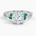 Luxe Willow Lab Emerald and Diamond Ring (1/8 ct. tw.) Platinum Cushion Engagement Ring