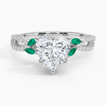 Luxe Willow Lab Emerald and Diamond Ring (1/8 ct. tw.) Platinum Heart Engagement Ring