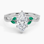 Luxe Willow Lab Emerald and Diamond Ring (1/8 ct. tw.) Platinum Marquise Engagement Ring