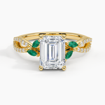 Luxe Willow Lab Emerald and Diamond Ring (1/8 ct. tw.) Yellow Gold 18k Emerald Engagement Ring