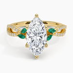 Luxe Willow Lab Emerald and Diamond Ring (1/8 ct. tw.) Yellow Gold 18k Marquise Engagement Ring