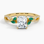 Luxe Willow Lab Emerald and Diamond Ring (1/8 ct. tw.) Yellow Gold 18k Radiant Engagement Ring