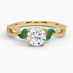 Luxe Willow Lab Emerald and Diamond Ring (1/8 ct. tw.) Yellow Gold 18k Round Engagement Ring