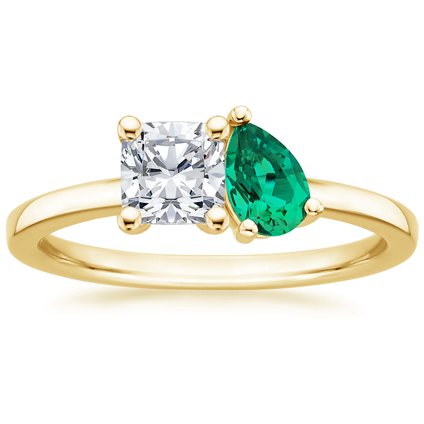 Viridian Toi et Moi Diamond Engagement Ring 18K Yellow Gold CU