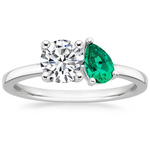 Viridian Toi et Moi Diamond Engagement Ring 18K White Gold RD