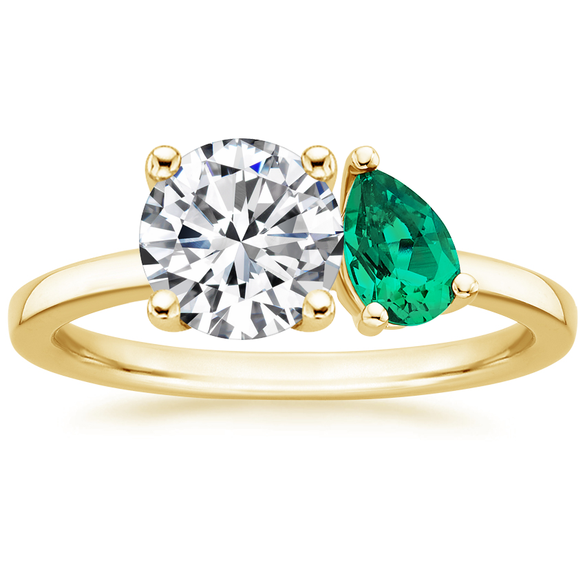 Viridian Toi et Moi Diamond Engagement Ring 18K Yellow Gold RD