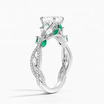 Luxe Secret Garden Lab Emerald and Diamond Ring Platinum Asscher Engagement Ring