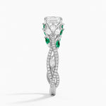 Luxe Secret Garden Lab Emerald and Diamond Ring Platinum Asscher Engagement Ring