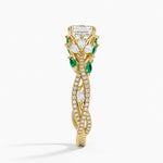 Luxe Secret Garden Lab Emerald and Diamond Ring Yellow Gold 18k Asscher Engagement Ring