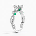 Luxe Secret Garden Lab Emerald and Diamond Ring Platinum Marquise Engagement Ring