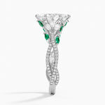Luxe Secret Garden Lab Emerald and Diamond Ring Platinum Marquise Engagement Ring