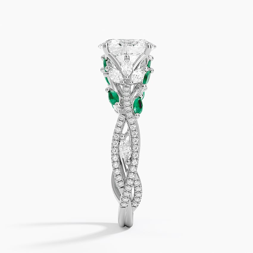 Luxe Secret Garden Lab Emerald and Diamond Ring Platinum Oval Engagement Ring