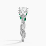 Luxe Secret Garden Lab Emerald and Diamond Ring Platinum Oval Engagement Ring