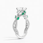 Luxe Secret Garden Lab Emerald and Diamond Ring Platinum Princess Engagement Ring