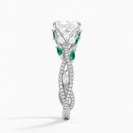 Luxe Secret Garden Lab Emerald and Diamond Ring Platinum Radiant Engagement Ring