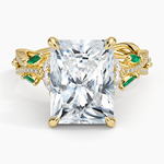 Luxe Secret Garden Lab Emerald and Diamond Ring Yellow Gold 18k Radiant Engagement Ring