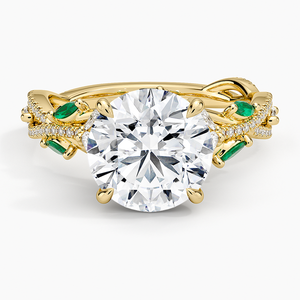 Luxe Secret Garden Lab Emerald and Diamond Engagement Ring