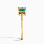 Luxe Rhiannon Three Stone Lab Emerald Ring Yellow Gold 18k Asscher Engagement Ring