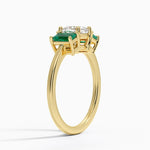 Luxe Rhiannon Three Stone Lab Emerald Ring Yellow Gold 18k Cushion Engagement Ring