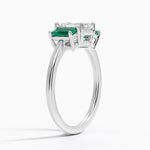 Luxe Rhiannon Three Stone Lab Emerald Ring Platinum Emerald Engagement Ring