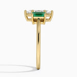 Luxe Rhiannon Three Stone Lab Emerald Ring Yellow Gold 18k Marquise Engagement Ring