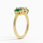 Luxe Rhiannon Three Stone Lab Emerald Ring Yellow Gold 18k Oval Engagement Ring