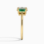 Luxe Rhiannon Three Stone Lab Emerald Ring Yellow Gold 18k Oval Engagement Ring