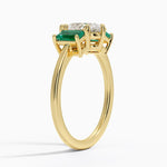 Luxe Rhiannon Three Stone Lab Emerald Ring Yellow Gold 18k Pear Engagement Ring