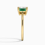 Luxe Rhiannon Three Stone Lab Emerald Ring Yellow Gold 18k Radiant Engagement Ring