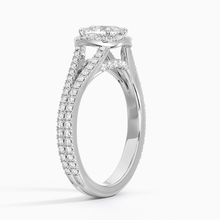 Fortuna Halo Diamond Ring (1/2 ct. tw.) Platinum Cushion Engagement Ring