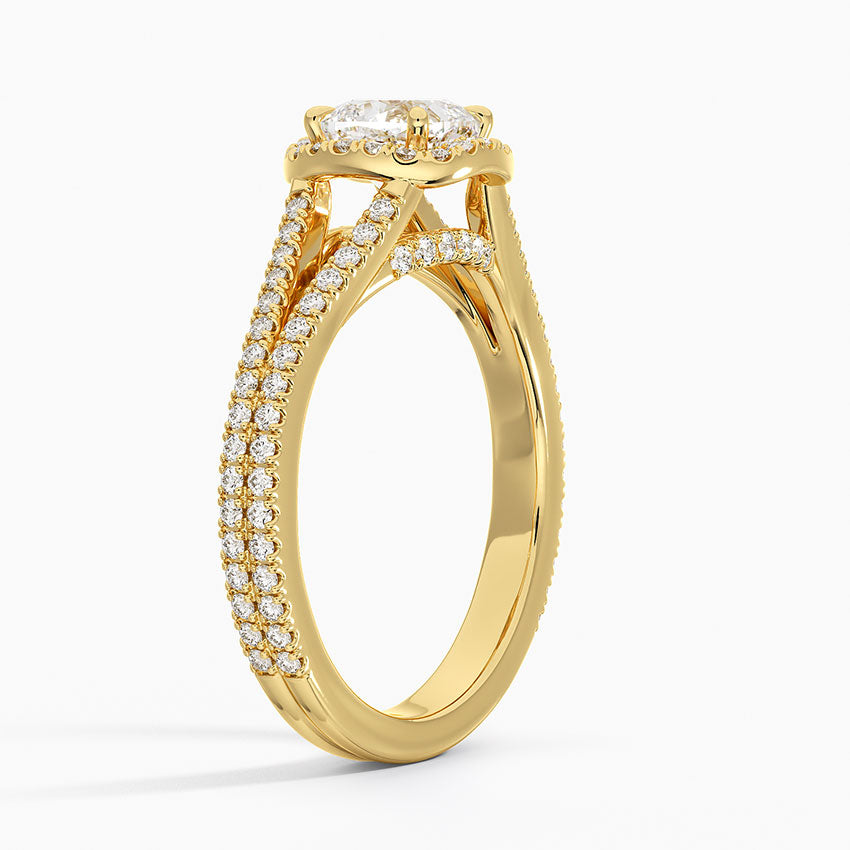 Fortuna Halo Diamond Ring (1/2 ct. tw.) Yellow Gold 18k Cushion Engagement Ring