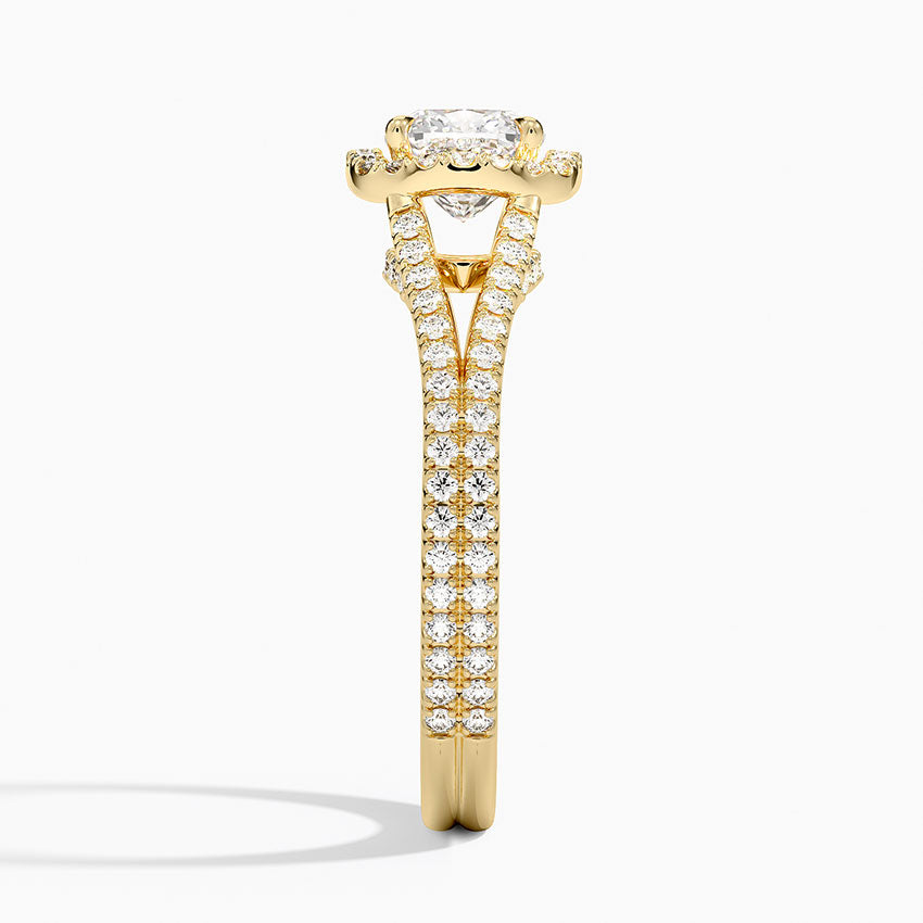 Fortuna Halo Diamond Ring (1/2 ct. tw.) Yellow Gold 18k Cushion Engagement Ring