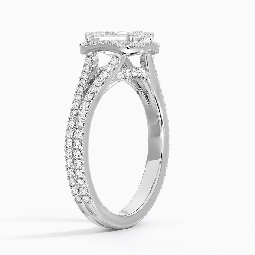 Fortuna Halo Diamond Ring (1/2 ct. tw.) Platinum Emerald Engagement Ring