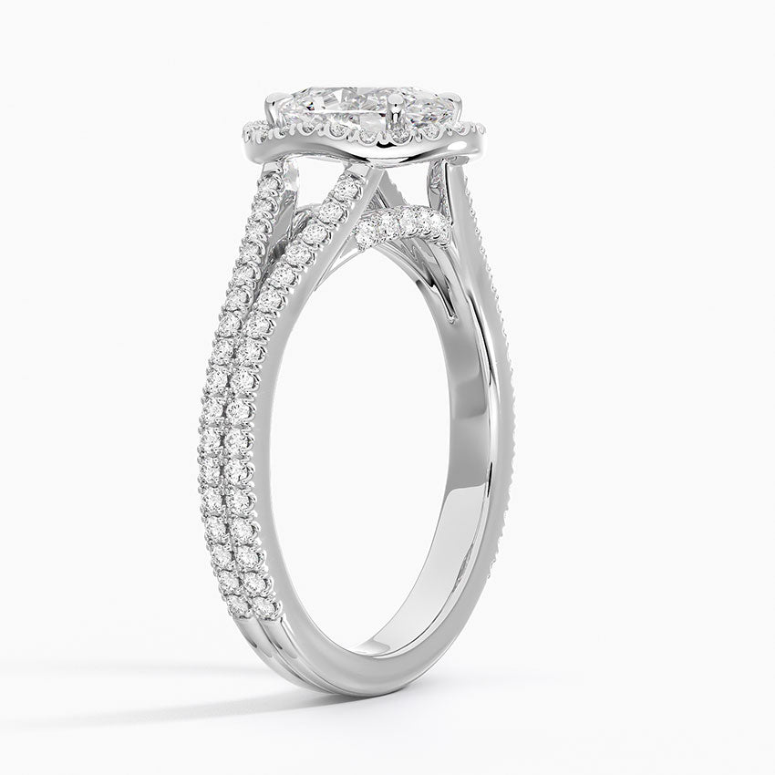 Fortuna Halo Diamond Ring (1/2 ct. tw.) Platinum Oval Engagement Ring