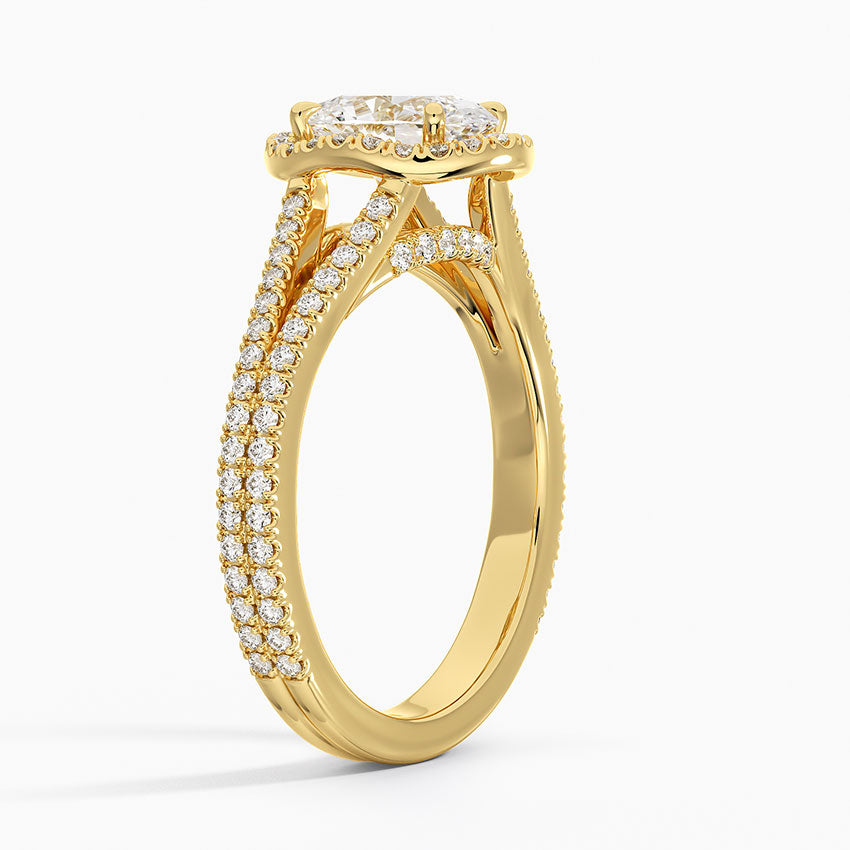 Fortuna Halo Diamond Ring (1/2 ct. tw.) Yellow Gold 18k Oval Engagement Ring