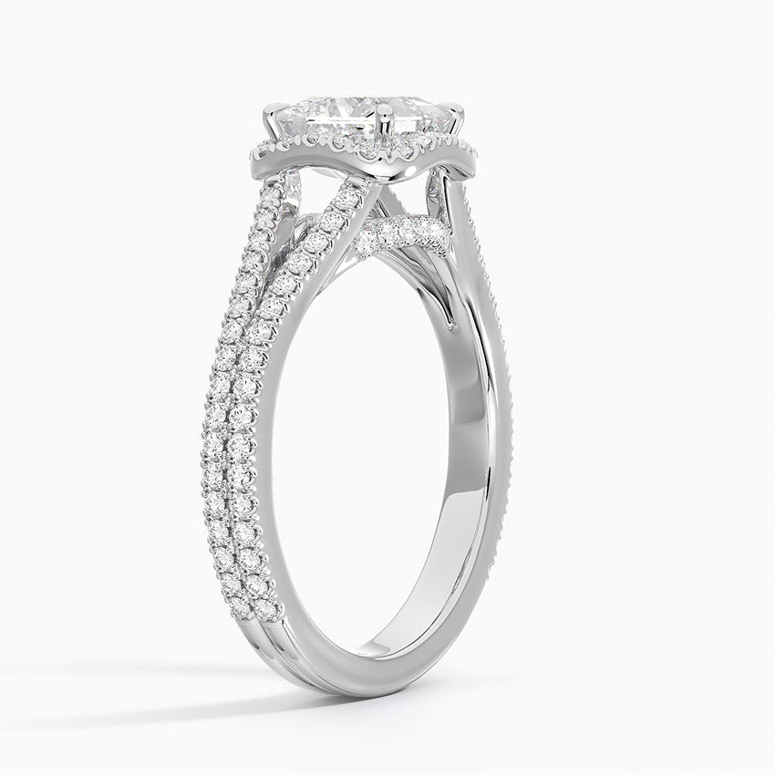 Fortuna Halo Diamond Ring (1/2 ct. tw.) Platinum Princess Engagement Ring
