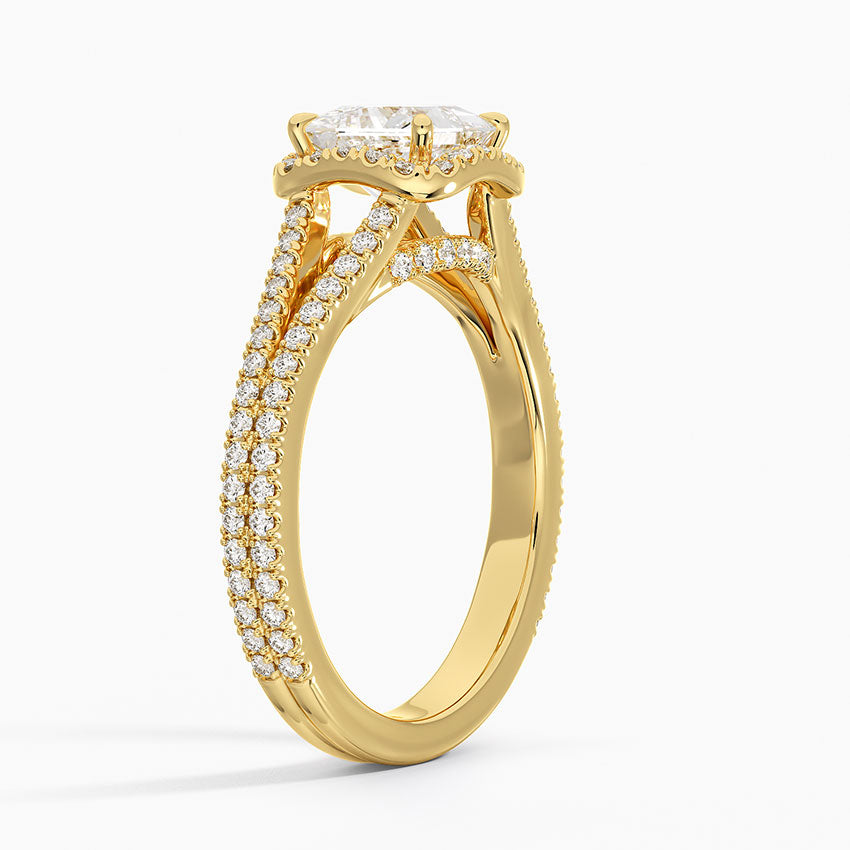 Fortuna Halo Diamond Ring (1/2 ct. tw.) Yellow Gold 18k Princess Engagement Ring